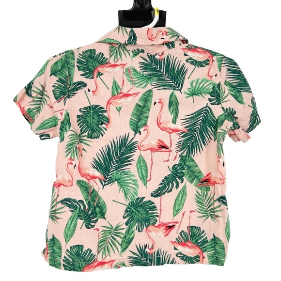 Old Navy Boys 12 18 Months Hawaiian Flamingo Camp Shirt Tropical Print Baby - Picture 3 of 5